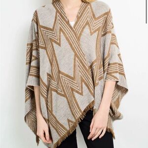 Maje wool blend Geometric Poncho Wrap